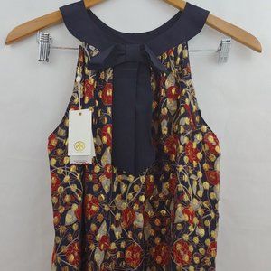 Tory Burch Size 4 Gold Metallic Lauryn Silk Shirt